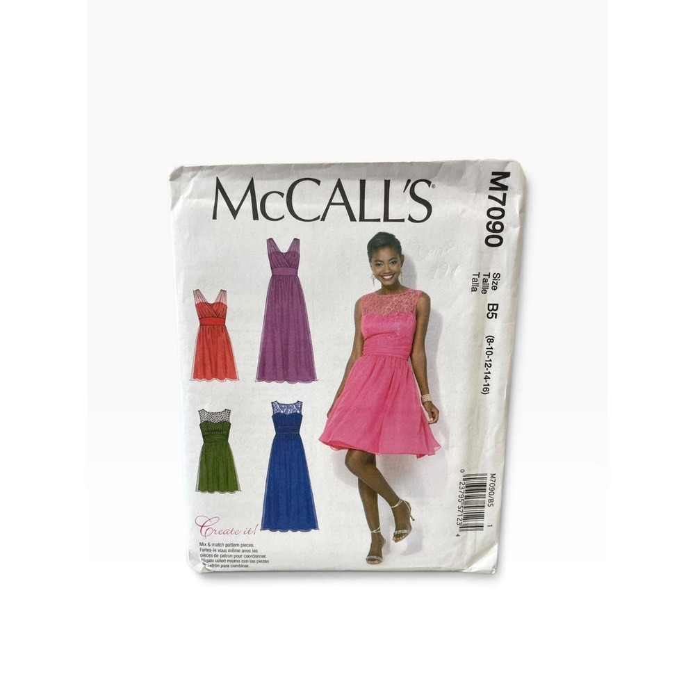 McCall's Sewing Pattern Misses Women 8-16 M7090 Mix Match Dress Sweetheart Uncut
